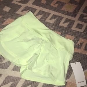 light, neon yellow lululemon shorts size 4 w tag